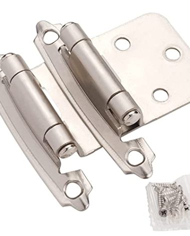 DecoBasics Cabinet Hinges Brushed Nickel for Kitchen Cabinets Doors (25 Pair -50 Pcs) -1/2" Overlay (Variable) -Self Closing Kitchen Cabinet Hinges Flush Mount w/Silicon Bumpers & Hardware Screws