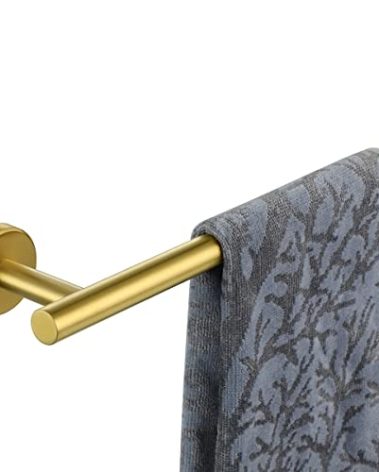 JQK Bathroom Towel Bar, Brushed Gold 12 Inch 304 Stainless Steel Thicken 0.8mm Towel Rack, Towel Holder Wall Mount, Useable Length 9 Inch TB110L9-BG