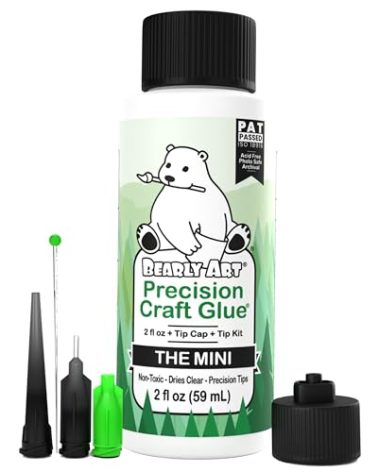 Bearly Art Precision Craft Glue - The Mini - 2fl oz with Tip Kit - Acid Free Archival - Strong Hold Adhesive - Ideal for Fine Paper Crafting Scrapbooking and Card Making - Made in USA