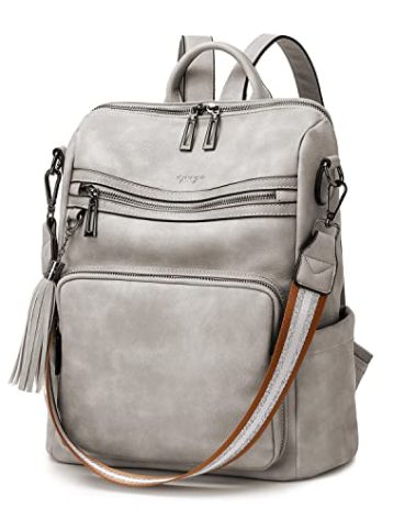 OPAGE Leather Backpack Purse for Women Fashion Tassel Ladies Shoulder Bags Designer Large Backpack Travel Bag