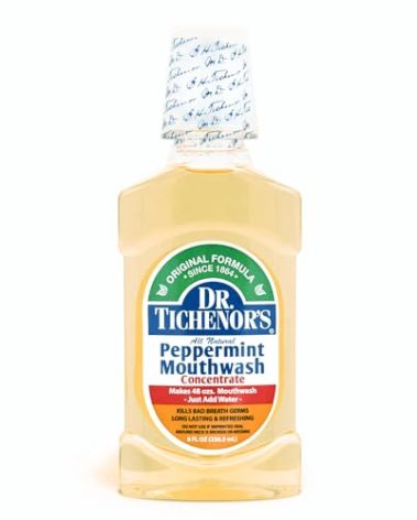 Dr. Tichenor's Peppermint Mouthwash Concentrate - Oral Rinse for Bad Breath and Oral Health with a Minty Punch for Soothing Relief of Minor Sore Throat Irritation - 8 Ounce (Pack of 1)