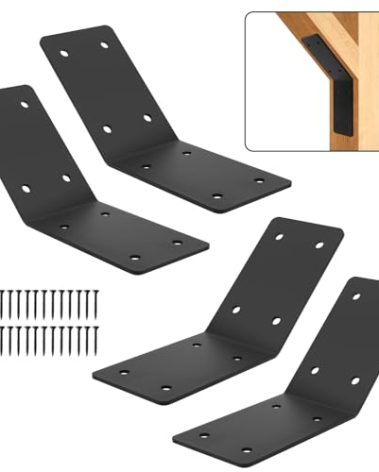4 Pcs Inside Mount 45-Degree Angle Bracket,5"x 5"x 3" Heavy Duty Corner Brace Support,45 Degree Support Knee Braces,Post to Beam Connectors for Wood 4x4 6x6 Lumber