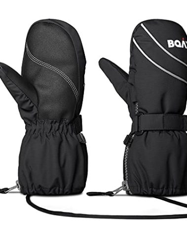 BQA Kids Ski Mittens Toddler Winter Snow Thinsulate Waterproof Mittens with String for Boys Girls