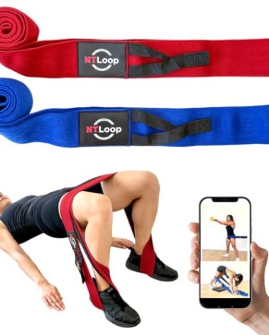 Fabric Long Loop Resistance Bands with Door Anchor and Workout Instructions - Exercises for Glutes, Legs, Chest, Muscle Building, Physical Therapy - Medium & Heavy Strength NT Loop