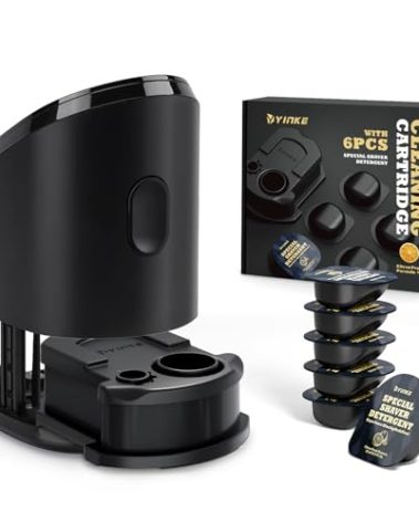 Yinke Reusable Cleaning Cartridge with 6 Pack Refill Cleaning Concentrate Capsules for Braun Clean & Renew CCR, Replacement Shaver Cleaner Solution for Clean&Charge Cleaning System, (6+1 Set)