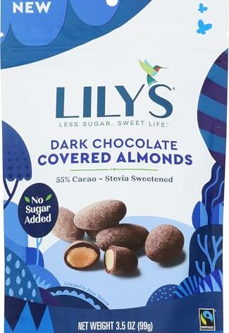 Lily's Sweets, Dark Chocolate Covered Almonds, 3.5 Ounce
