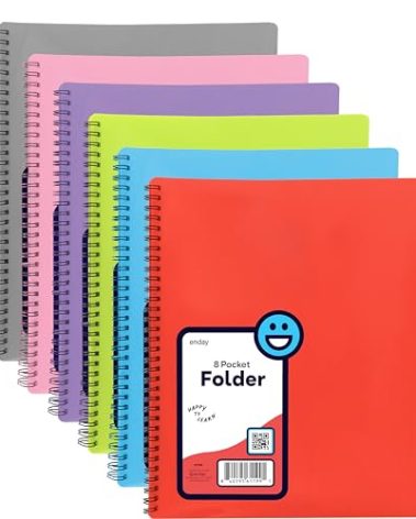 Poly 8 Pocket Organizer File Folder Letter Legal Document Organizer Perfect for Office, College, School and More (Pack of 6) - by Emraw