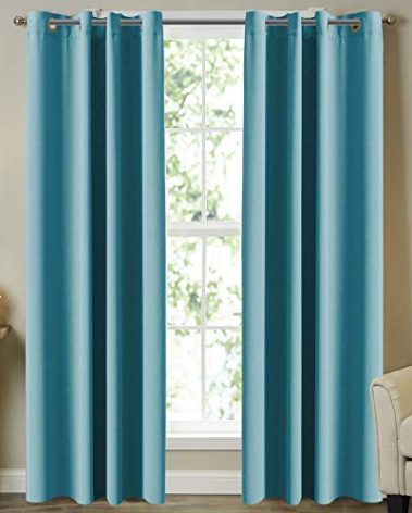 Turquoize Aqua Blue Curtains Insulated Blackout Curtain Drapes for Bedroom 96 Inch Length 2 Panel Solid Grommet Top Black Out Room Darkening Curtains for Living Room, Noise Reducing, 52" x 96", Aqua