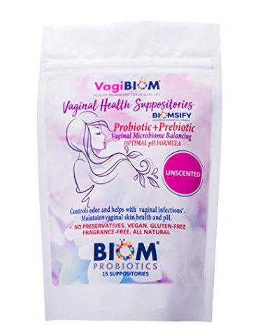 Biom Vaginal Probiotic Suppository: Natural Vaginal pH and Odor Control Regimen; Balance and Nourishes Vaginal Lactobacillus Flora ; No Parabens, Fragrance-Free (15)