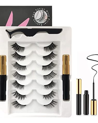 Magnetic Half Lashes with Eyeliner and Tweezers Magnetic Eyelashes Kit 7 Pairs Mix Styles 3D Cat Eye Lashes Natural Look Reusable Fake Eyelashes Easy to Wear No Glue Needed by TMIELYBS