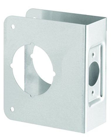 Prime-Line MP9554 Stainless Steel Single Bore Hole Lock and Door Reinforcement Plate for 1-3/4 in. Thick Doors, Stainless Steel Finish (Single Pack)