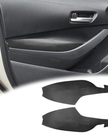 VKGUG 2PCS Front Door Panel Armrest Cover Replacement Compatible with Toyota Corolla 2019-2023 Left and Right Leather Arm Rest Replaced Skin Upholstery Black (Only Leather Part)