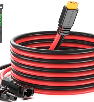 Bateria Power Solar to XT60 Charge Extension Cable 12AWG 10Ft Solar Connector to XT60 Adapter Cable for Solar Panel to LiFePO4 Battery RV Portable Power Station Solar Generator