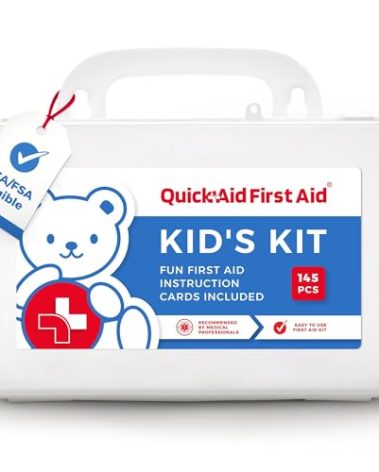 Kids First Aid Kit for Home/Business, Mini Travel First Aid Kit | HSA/FSA Eligible Emergency Kit | Small First Aid Kit for Car | Camping First Aid Kit Hiking | Survival Medical Kit – 145 Pcs