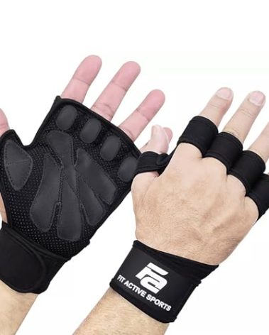 Fit Active Sports Weight Lifting Workout Gloves with Built-in Wrist Wraps for Men and Women - Great for Gym Fitness, Cross Training, Hand Support & Weightlifting