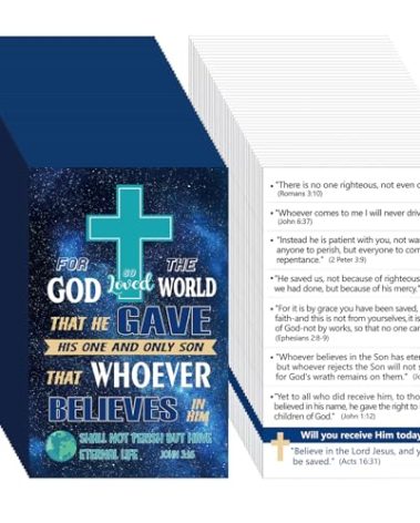 Noveread 200 Pcs Gospel Tract Card Salvation Cards Pocket Holy Postcard Prayer Postcards Christian Inspirational Bible Verses Bookmark for Christian Gift(God's Way of Salvation)