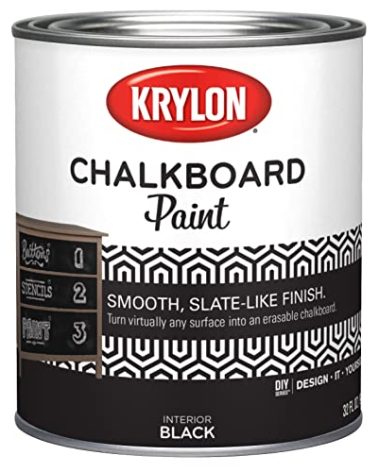 Krylon K05223000 Chalkboard Paint Special Purpose Brush-On, Black, Quart, 1 Quarts (Pack of 1)