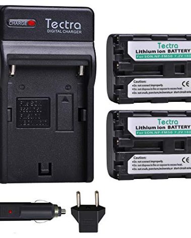 Tectra 2 Pack NP-FM50 Battery and Charger Kit for Sony NP-FM30 NP-FM51 NP-QM50 NP-QM51 NP-FM55H and HDR-HC1 TRV280 TRV350 TRV250 TRV19 TRV22 DVD101 DVD201 Camcorder
