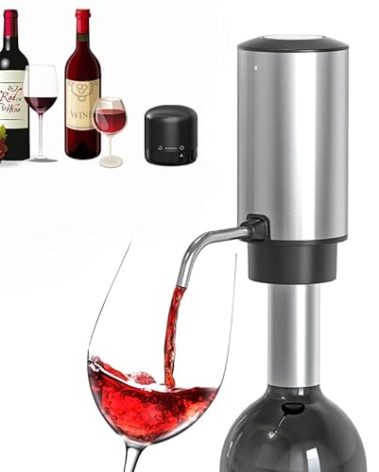 KONGISS 2-in-1 Electric Wine Aerator Pourer,Portable One Touch Wine Accessories Rechargeable Automatic Wine Decanter Stainless Steel Wine Dispenser Gifts for Wine Lovers, Regular, Sliver