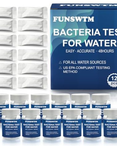 Coliform Bacteria Test Kit: 12-Pack Easy at-Home Well, Tap, Pool, Spring, Pond, Lake Drinking Water Quality Test