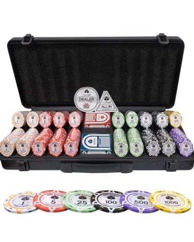 GEM POKER Luna 14 Gram Clay Poker Chips Set for Texas Hold’em, 500PCS Numbered Chips, Features a High-end Carrying Case with Strong Eva Foam Inside and German Polycarbonate Shell