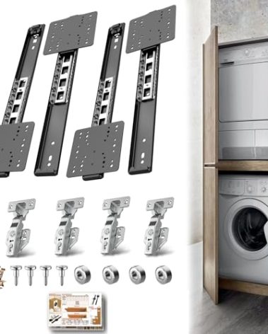 Loodmeo Cabinet Pocket Door Slide,for Cabinet Pocket Door Hardware,Pocket Door Slides for Kitchen Furniture Cabinet Doors, Silent and Smooth, Complete Accessories, Easy installation-18inch2set