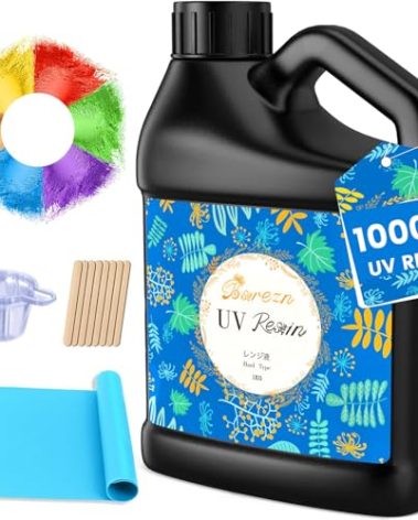 Bsrezn 1000g UV Resin Hard with Mica Powders of 6 Colors for Jewelry Making and Crafting (1000g x 1)