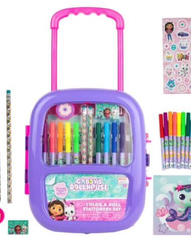 Innovative Designs Gabby’s Dollhouse Color and Roll Activity Set with Carrying Case, Stickers, & Art Supplies