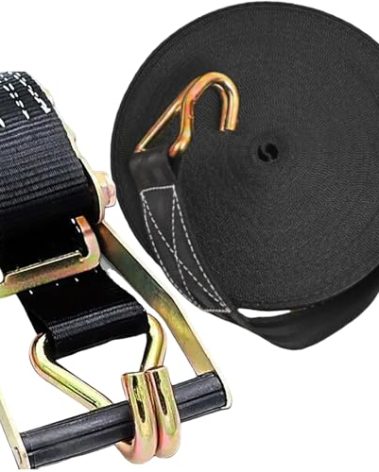 2PACK Ratchet Straps Heavy Duty, 8000 LBS Break Strength Ratchet Strap Tie Down, 2” x 40ft Black Tie-Down Ratcheting Cargo Truck Straps with Durable Double J Hook for for Truck (Black, 2IN X 40FT)