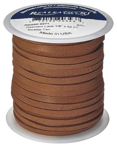Realeather Crafts Deerskin Lace, Saddle Tan 1/8" x 50'