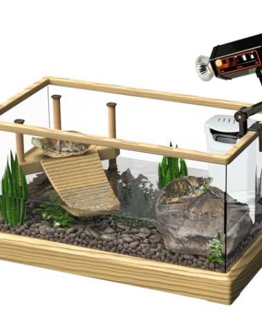 Okkbi Turtle Aquarium Kit Series - New - Aquatic Turtle Tank with Filter and Light + Basking Platform, Perfect Starter Kit for Baby & Juvenile Turtles