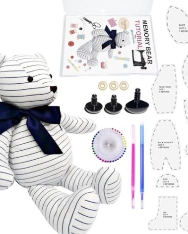 Topapfo Large 17 Inch Memory Bear Patterns for Sewing with Tutorial, Beginners Friendly Memory Teddy Bear Quilting Templates Stencil Rulers, Includes Safety Eyes Noses, Pins (17 Inch)