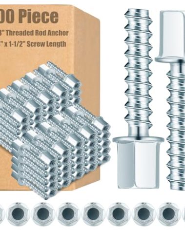 Yaocom 100 Piece 3/8" Threaded Rod Anchor for Concrete, Vertical, Steel Zinc Finish, 1/4" x 1-1/2" Screw Length, Concrete Anchors Vertical Anchor Screw with 3/8 in, Threaded Rod Fitting