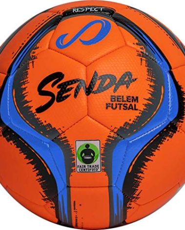 Senda Belem Training Futsal Ball, Fair Trade Certified, Orange/Blue/Grey/Black, Size 4 (Ages 13 & Up)