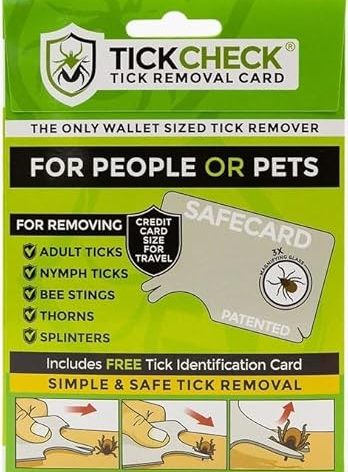 TickCheck Tick Remover Card - Wallet Sized Tick Removal Tool with Free Tick ID Card & Testing Information - for People, Dogs, Cats (1)