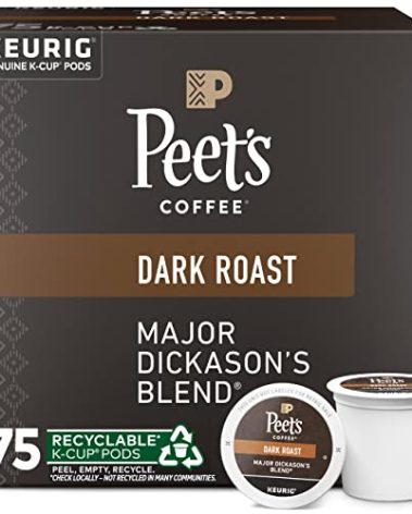 Peet's Coffee, Dark Roast Keurig K-Cup Pods - Major Dickason's Blend 75 Count (1 Box of 75 Pods)