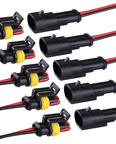 16 AWG 2 Pin Connector, 2 Wire Connector for Car, Truck, Boat, and Various Applications, Male and Female Wire Waterproof Connection (5 Kit)