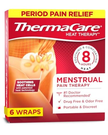 ThermaCare Menstrual Heating Pads - Portable, Adhesive HeatWraps for Period Cramps & Backache Relief - Discreet, Cord-Free Heat Therapy - Up to 8 Hours of Relief