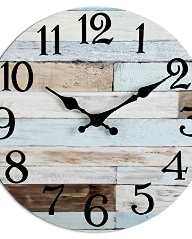 KECYET Wall Clock Battery Operated 16 Inch Silent Non-Ticking Coastal Country Style Decorative for Living Room, Kitchen, Home,Bathroom, Bedroom, Laundry Room