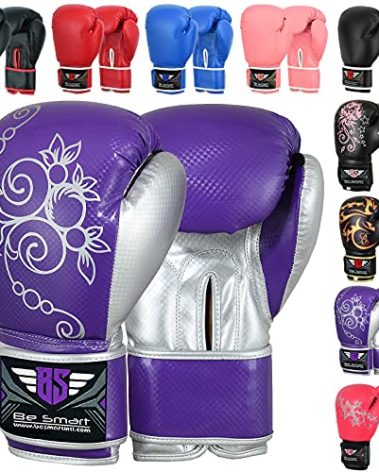 BeSmart Kids Boxing Gloves Junior Mitts 4oz, 6oz Punch Bag Children MMA Youth P (Purple, 4 Oz)