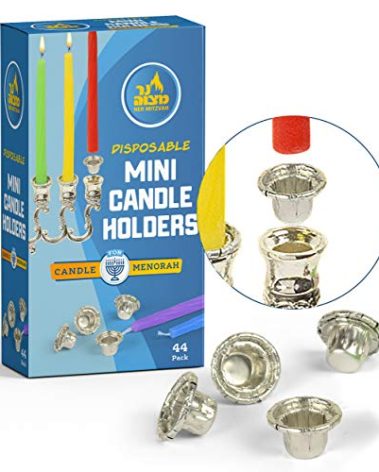Ner Mitzvah Hanukkah Mini Candle Holders - Disposable Liner Inserts for Candle Menorah - Drip Guard Foil Cups - 44 Count - Mini