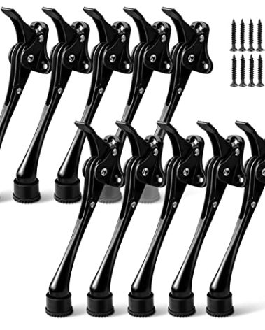 10 Pack Door Stoppers for Bottom of Door 6 Inch Kickdown Door Stop, Non-Slip Rubber, Heavy Duty Metal Door Holder Adjustable Door Mounted Door Stops Hold Door Open, Easy Install, Black