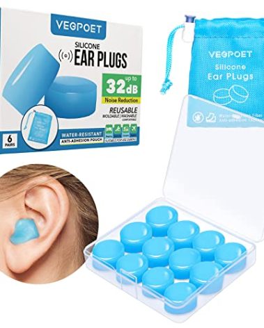 Ear Plugs for Sleeping - Vegpoet Reusable Moldable Silicone Earplugs Noise Cancelling Reduction for Concerts, Swimming, Shooting, Snoring, Airplane, Musicians, Motorcycle, 12 Pack