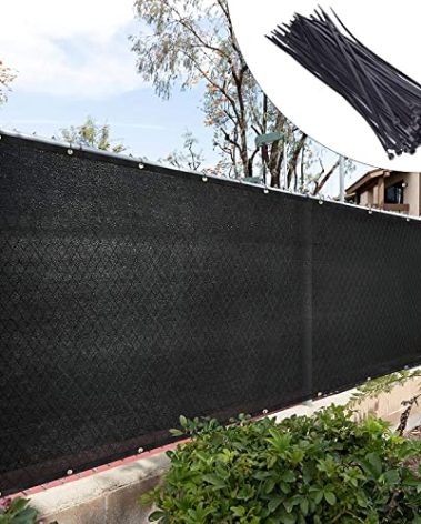 Royal Shade 6' x 10' Black Fence Privacy Screen Windscreen Cover Netting Mesh Fabric Cloth - Cable Zip Ties Included (We Make Custom Size)
