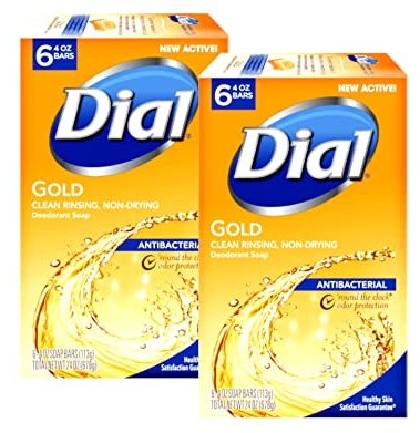 Dial Antibacterial Soap Bar, Gold, 6 Count (Pack of 2)