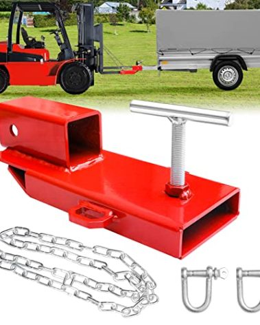 Forklift Trailer Hitch Attachment, EBESTTECH 1 PC 2" Receiver Trailer Towing Adapter with Chain Red