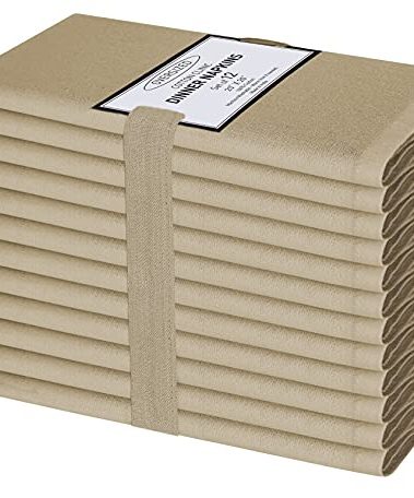 Cotton Clinic Cloth Dinner Napkins - Perfect Everyday Use Table Napkins - Soft Durable Washable - Ideal for Party Wedding Christmas Easter - Set of 12-20x20 inches Ivory Beige Napkins