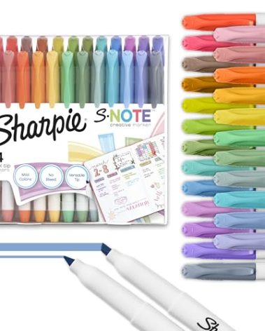Sharpie S-Note Creative Markers, Pastel Highlighters, Art Marker Set, Assorted Colors, Chisel Tip, 24 Count - School, Home, and Office Use, Teacher Supplies