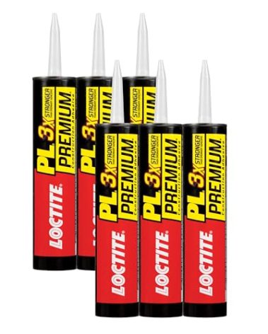 Loctite PL Premium Polyurethane Construction Adhesive, 10 fl oz Cartridge, 6 Pack - Versatile Construction Glue for Wood, Concrete, Stone, Metal & More