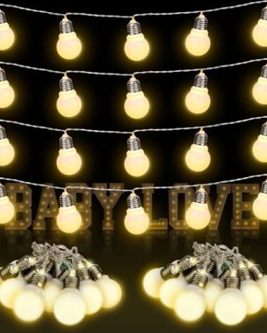 Retisee 4 Pcs Marquee Light String Bulbs13.8 ft Long for Marquee Letters Numbers 3 4 ft Tall Waterproof LED String Light for Indoor Outdoor Wedding Birthday Party Decor
